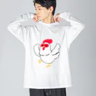 あいてむレインボーのニワトリさん（一羽） ビッグシルエットロングスリーブTシャツ