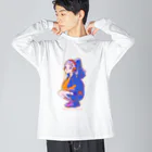 占いちゃんは決めきれない！presents ご自愛アイテム屋さんのmusic占いちゃん ビッグシルエットロングスリーブTシャツ