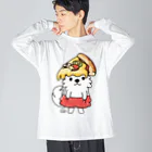 イラスト MONYAAT のPIZZAゲットした　ポメラニアン ビッグシルエットロングスリーブTシャツ