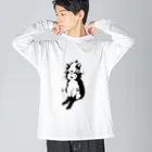 INKLINK.のサウナ中にゃー ビッグシルエットロングスリーブTシャツ