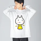 Drecome_Designの【悪巧み】うさねこ【腹黒】 ビッグシルエットロングスリーブTシャツ