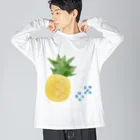 ハロー! オキナワのパイナップル　水彩　文字なし　pineapple no text ビッグシルエットロングスリーブTシャツ