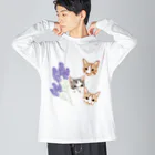 みきぞーん｜保護猫 ミッキー画伯と肉球とおともだちのrui & ram & Ta-chan Big Long Sleeve T-Shirt