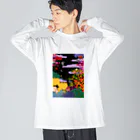 Marikoのサイケデリックフラワータウン ビッグシルエットロングスリーブTシャツ