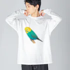 森図鑑の[森図鑑]セキセイインコレインボー ビッグシルエットロングスリーブTシャツ