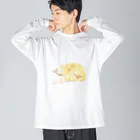 文様動物園 Pattern Zoo Museum shopの花筏文 × ネコ ビッグシルエットロングスリーブTシャツ