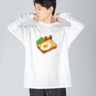 Wonder Bird Forestのピクセル・目玉焼きトースト ビッグシルエットロングスリーブTシャツ