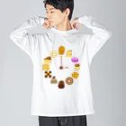 スロータイプ書店 Slowtype BooksのOYATSU TIME  洋菓子 時計 271 ビッグシルエットロングスリーブTシャツ