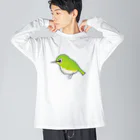 森図鑑の[森図鑑] ぽつんとメジロ Big Long Sleeve T-Shirt