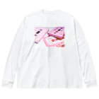 柠檬電影倶楽部のカセットテープ　pink フォトTシャツ ビッグシルエットロングスリーブTシャツ