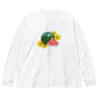 cheat omeletteのスイカの花 ビッグシルエットロングスリーブTシャツ