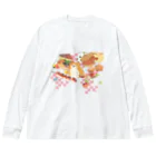 透月糖花のもふもふ和菓子ちゃん ビッグシルエットロングスリーブTシャツ