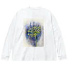 あおニャーマンの植物画着彩2 ビッグシルエットロングスリーブTシャツ