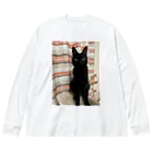 キキの黒猫ショップの黒ネコちゃん ビッグシルエットロングスリーブTシャツ