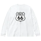 アロハスタイルハワイのU.S. Route 66  ルート66　ブラック ビッグシルエットロングスリーブTシャツ