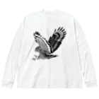 WILDBIRD GOODS SHOPのカンムリワシ・モノクロ Big Long Sleeve T-Shirt