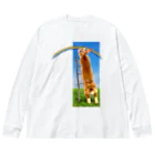 うさぎのうみちゃんねるショップの虹とうさぎ-うさぎのうみ Big Long Sleeve T-Shirt