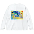 アート工房　甘月蝕(kanngesshoku)『TAaKA』のストアのMary's  tweets『ワーイ、海水浴って最高!!』 Big Long Sleeve T-Shirt