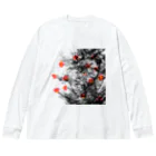 shi-chi Labo graph(詩一）の黒桜に木蓮蝶 Big Long Sleeve T-Shirt