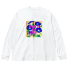 SUZURI.KEY-CHANのアサガオ7月24日誕生日花 ビッグシルエットロングスリーブTシャツ