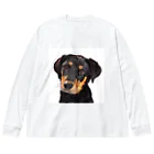 【CPPAS】Custom Pet Portrait Art Studioのかわいい子犬のロットワイラー Big Long Sleeve T-Shirt