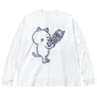 風野ひつじのガラケー猫 ビッグシルエットロングスリーブTシャツ