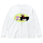 Kaeru Craftのベストフレンド ネコ丸とネズミ(イエロー) Big Long Sleeve T-Shirt