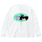 Kaeru Craftのベストフレンド ネコ丸とネズミ(グリーン) Big Long Sleeve T-Shirt