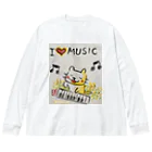 KIYOKA88WONDERLANDのピアノねこちゃん piano kitty ビッグシルエットロングスリーブTシャツ