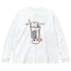 Charamaru Marketのひんやり猫（フロート） ビッグシルエットロングスリーブTシャツ