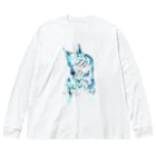 made blueのWatercolor wolf Big Long Sleeve T-Shirt