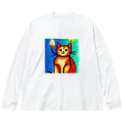 withCatsのモフらないとヒゲが燃える猫 ビッグシルエットロングスリーブTシャツ