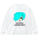 KIKITEKI_LABORATORYのPONITE GAL ミント×黄緑 ビッグシルエットロングスリーブTシャツ