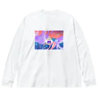 宇宙キャンプの深海でDJするねこ、タコとイカ、クラゲ、リュウグウノツカイ Big Long Sleeve T-Shirt