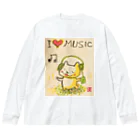 KIYOKA88WONDERLANDの音楽好きねこちゃん Music Kitty ビッグシルエットロングスリーブTシャツ