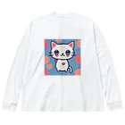 A31eの狛猫のミケ「はーとびーと」 ビッグシルエットロングスリーブTシャツ