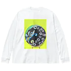 NIL のウサギの幽霊と花 ビッグシルエットロングスリーブTシャツ