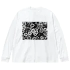 FILM CANERA FANのモノクロームの花 ビッグシルエットロングスリーブTシャツ