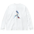 エダマメトイチ雑貨店のI love blue birds 3 -2 ビッグシルエットロングスリーブTシャツ