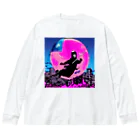 MedicalKUNの圧倒的芸術感の月夜の忍者★ Big Long Sleeve T-Shirt