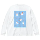 illustrator/ioriの野鳥観察_エナガ ビッグシルエットロングスリーブTシャツ