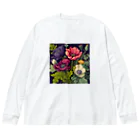 botanicalartAIのアネモネのボカニカルアートイラスト ビッグシルエットロングスリーブTシャツ