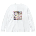 🍩tarojiro(たろじろ) shop🍩の錠菓連鎖 by AI模様 ビッグシルエットロングスリーブTシャツ