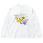  #satisfyingの花束　some flowers　bouquet ビッグシルエットロングスリーブTシャツ