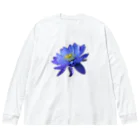Rian🏍の青色と白色の蓮 ビッグシルエットロングスリーブTシャツ
