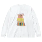 KidsArtの【子どもの絵】バースデーケーキ ビッグシルエットロングスリーブTシャツ