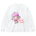 はりねずこのイラストのゲームオン！モモちゃん ビッグシルエットロングスリーブTシャツ