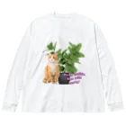 𝙈𝙊𝙈𝙊'𝙨 𝙎𝙝𝙤𝙥の植物とねこ_02 ビッグシルエットロングスリーブTシャツ