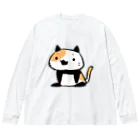 うさやのパンダ風味の三毛猫 ビッグシルエットロングスリーブTシャツ