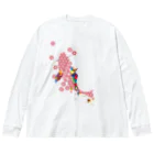 cuuyabowの鯉のぼり・和柄＆スプラッシュ / Red ビッグシルエットロングスリーブTシャツ